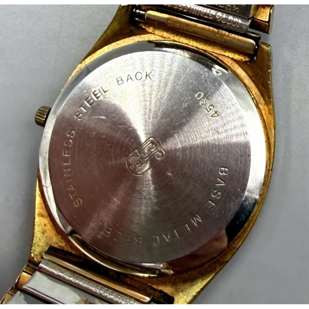 Jules Jurgensen 4530 Quartz Watch Gold Tone 2 Tone Expansion Band Date White